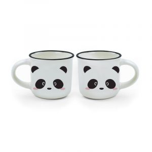 Legami Milano Panda Coffee Cups ESPRESSO FOR TWO Κούπα Κεραμική Λευκή 50ml 2τμχ (MM0011)