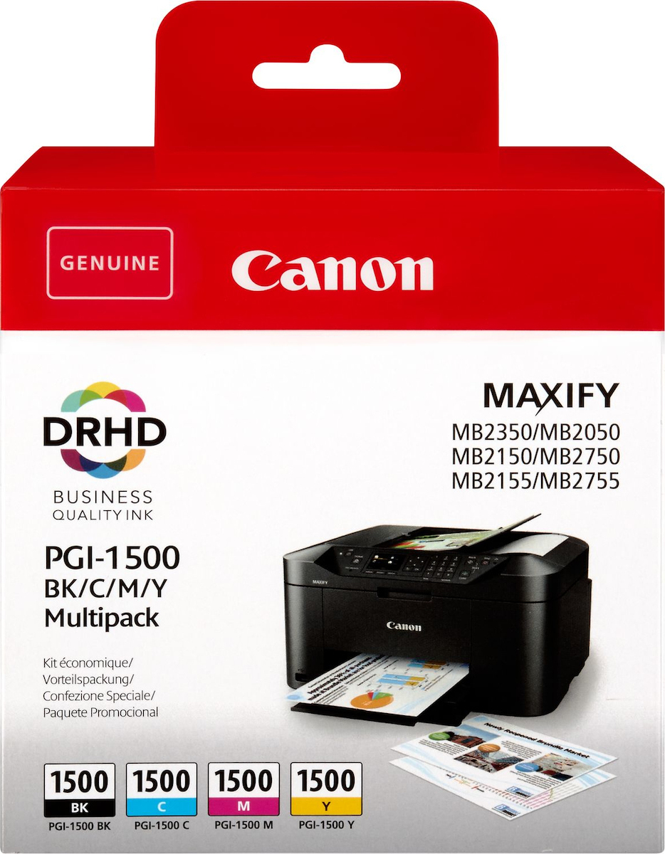 Canon PGI-1500 Πακέτο 4 Μελανιών Εκτυπωτή InkJet Κίτρινο / Κυανό / Ματζέντα / Μαύρο (9218B006)