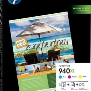 HP 940XL Πακέτο 3 Μελανιών Εκτυπωτή InkJet Κίτρινο / Κυανό / Ματζέντα (CG898AE)