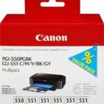 Canon PGI-550/CLI-551 Πακέτο 6 Μελανιών Εκτυπωτή InkJet Γκρι / Κίτρινο / Κυανό / Ματζέντα / Μαύρο (6496B005)