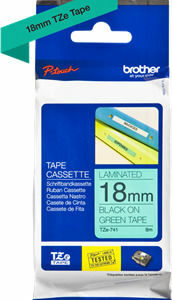 Brother TZe-741 Ταινία Ετικετογράφου 8m x 18mm σε Πράσινο Χρώμα (TZE-741)