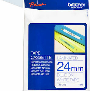 Brother Ταινία Ετικετογράφου 8m x 24mm σε Λευκό Χρώμα (TZE-253)