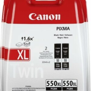 ORIGINAL Canon PGI-550XL Γνήσιο Πακέτο 2 Μελανιών Εκτυπωτή InkJet Μαύρο (6431B005)