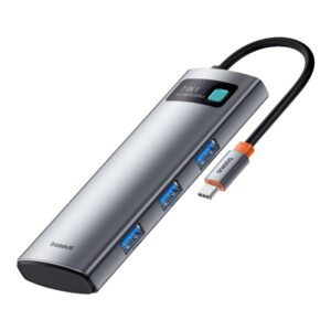 Baseus Hub 7in1 Gleam, USB-C To 1x HDMI4k 60hz + 3x USB3.0 + 1x Pd + 1x Sd/tf Grey (B00030708811-00)