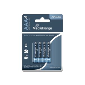 MediaRange Premium Alkaline Batteries Micro AAA|LR03|1.5V Pack 4 (MRBAT101)