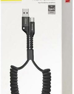 Baseus Fish Eye Spiral USB 2.0 Cable USB-C male - USB-A 18W Μαύρο 1m (CATSR-01)