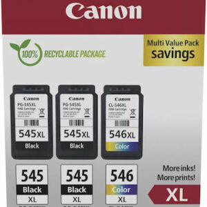 ORIGINAL Canon PG-545XL x2 / CL-546XL Multi Pack Photo Value Pack με 3 Μελάνια Εκτυπωτή InkJet Photo Μαύρο / Πολλαπλό (Color) (8286B013)