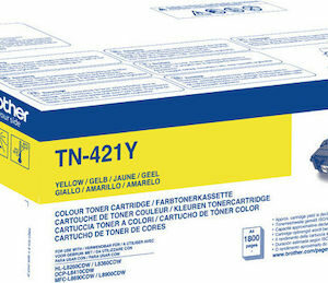 Brother TN-421Y Γνήσιο Toner Laser Εκτυπωτή Κίτρινο 1800 Σελίδων (TN-421Y)