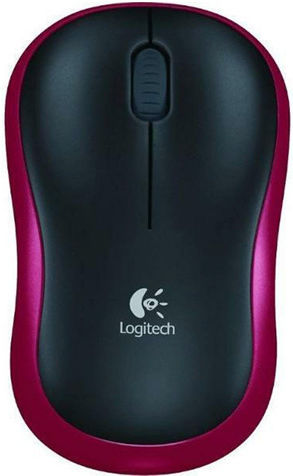Logitech M185 (910-002237) Ασύρματο Mini Ποντίκι Black/Red