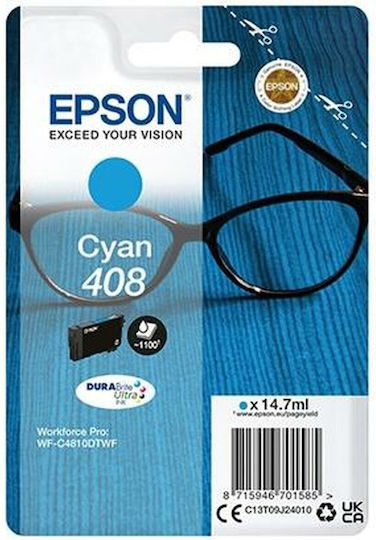 Epson 408 Γνήσιο Μελάνι Εκτυπωτή InkJet Κυανό (C13T09J24010)