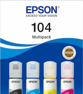 Epson 104 Γνήσιο Πακέτο 4 Μελανιών Εκτυπωτή InkJet Κίτρινο / Κυανό / Ματζέντα / Μαύρο (C13T00P640)